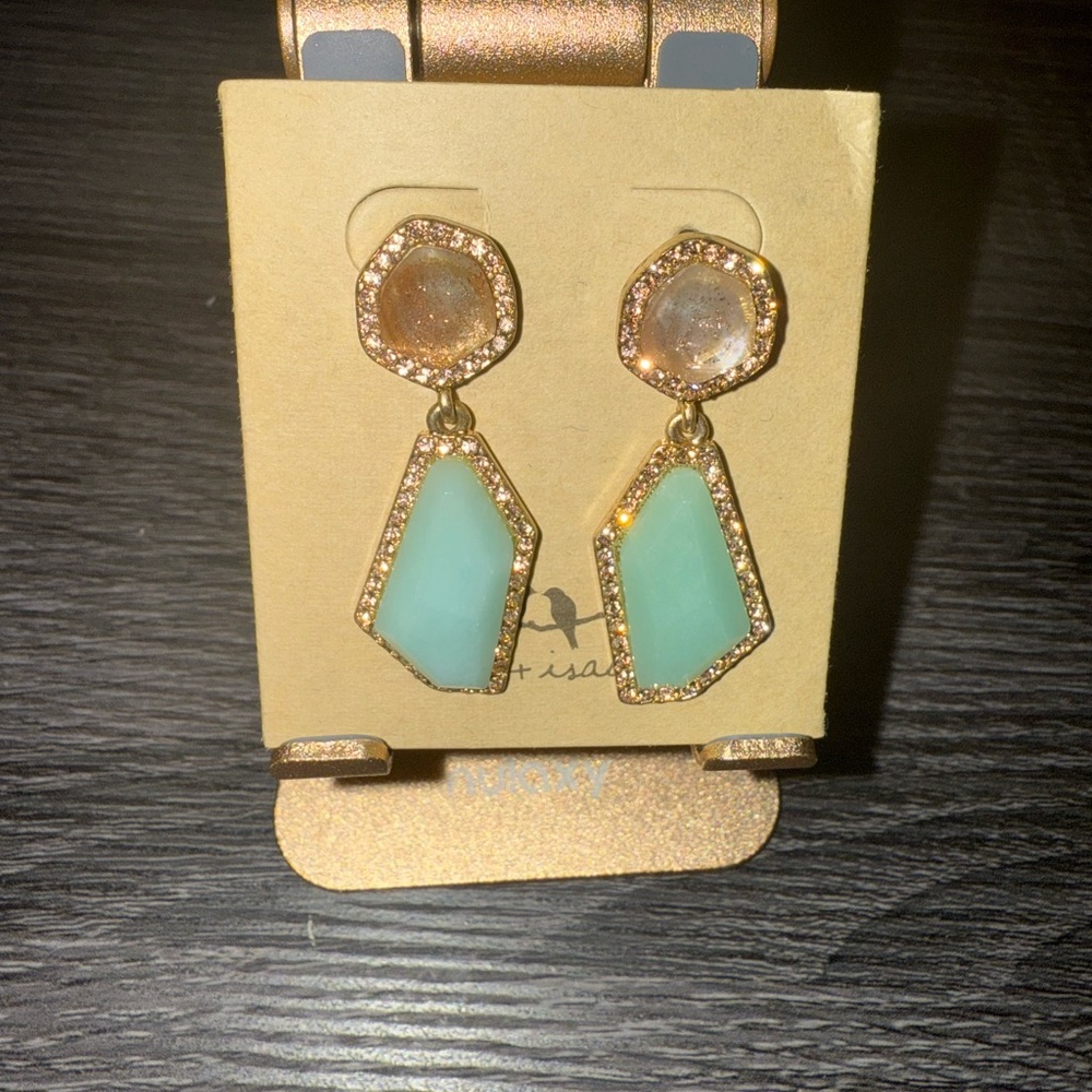Elegant Gold and Aqua Drop Earrings